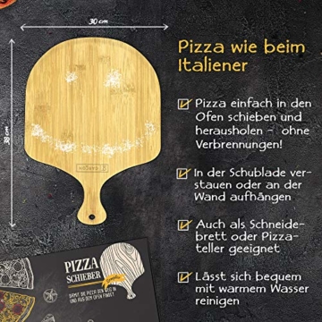 GARCON Pizzaschieber aus Holz für Pizzastein - Original Pizzaschaufel rund 30 cm Durchmesser für Pizza, Brot & Flammkuchen - 3